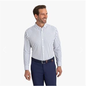 Mizzen+Main White and Blue Checkered Dress Shirt (Large Trim)